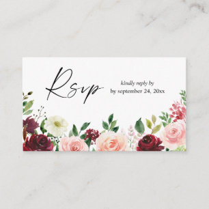 Budget Burgundy & Rosa 4 Blommig 2SM Middag RSVP Tilläggskort