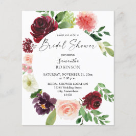 Budget Burgundy & Rosa 4 Blommigtar Möhippa Flygblad