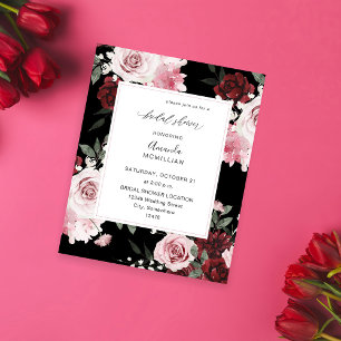 Budget Burgundy & Rosa 6 Blommig Bröllopsdusch B Flygblad