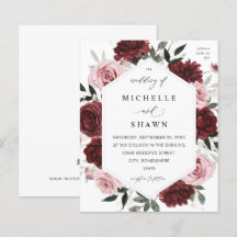 Budget Burgundy & Rosa 6 Blommigt Bröllop