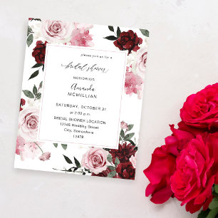 Budget Burgundy & Rosa 6 Blommigt Möhippa Flygblad