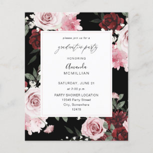 Budget Burgundy & Rosa 6 Blommigt Studentfest B Flygblad