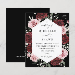 Budget Burgundy &  Rosa 6 Blommigt - svart