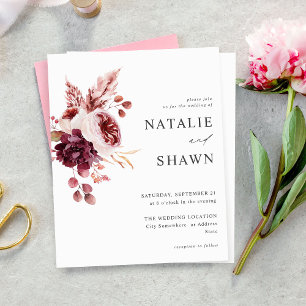Budget Burgundy & Rosa Blommigt 8A Bröllop