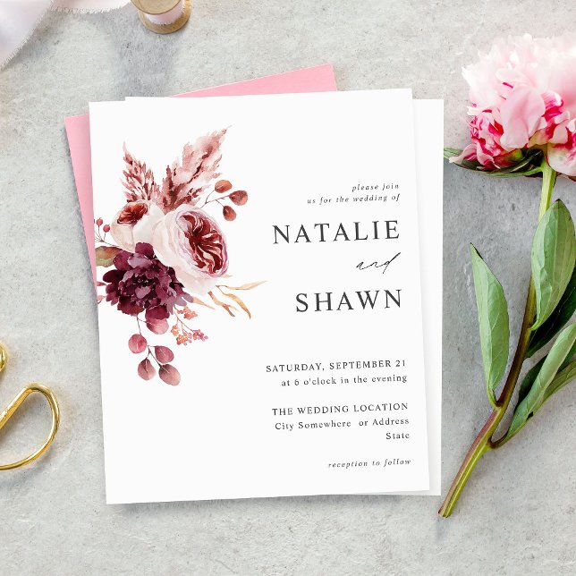 Budget Burgundy & Rosa Blommigt 8A Bröllop (Skapare uppladdad)