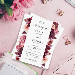 Budget Burgundy & Rosa Blommigt 8B Bröllop