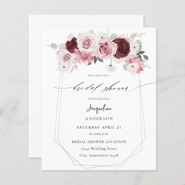 Budget Burgundy & Rosa Blommigt Ele Möhippa 3 (Fram/baksida)