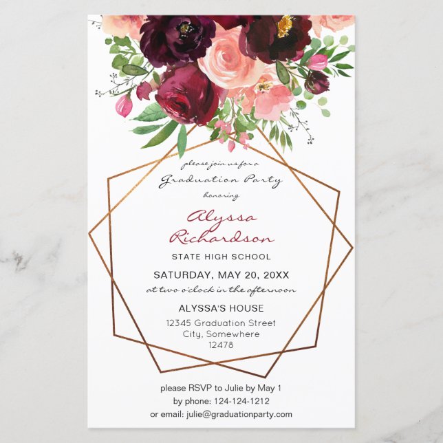 Budget Burgundy & Rosa Blommigt for Grad Party Pho (Framsida)