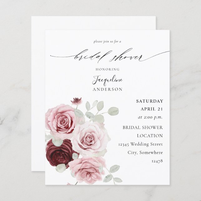 Budget Burgundy & Rosa Blommigt Öl Möhippa (Fram/baksida)