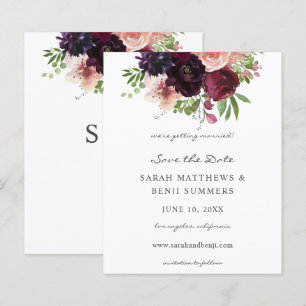 Budget Burgundy& Rosa Blommigt Spara datum 2