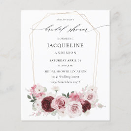 Budget Burgundy & Rosa Ele Blommigt Möhippa 2 Flygblad