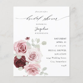 Budget Burgundy & Rosa Ele Blommigt Möhippa Flygblad