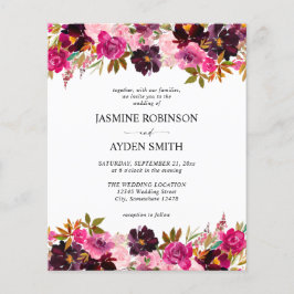 Budget Burgundy Rosa och Lila Blommigt Bröllop Flygblad