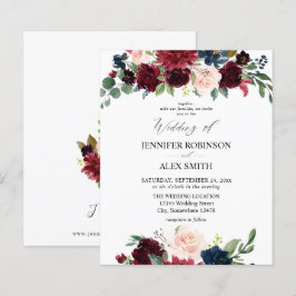 Budget Burgundy Rosa och marinens Blommigt Bröllo