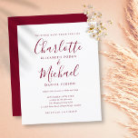 Budget Burgundy Script-bröllopsinbjudan<br><div class="desc">Den här elegantens inbjudan till budgetbröllop kan vara personlig med din information i chic-burgundsbrev. Designad av Thisisnotme©</div>