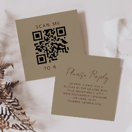 Budget Burgundy Script Guld Bröllop QR-kod RSVP Tilläggskort
