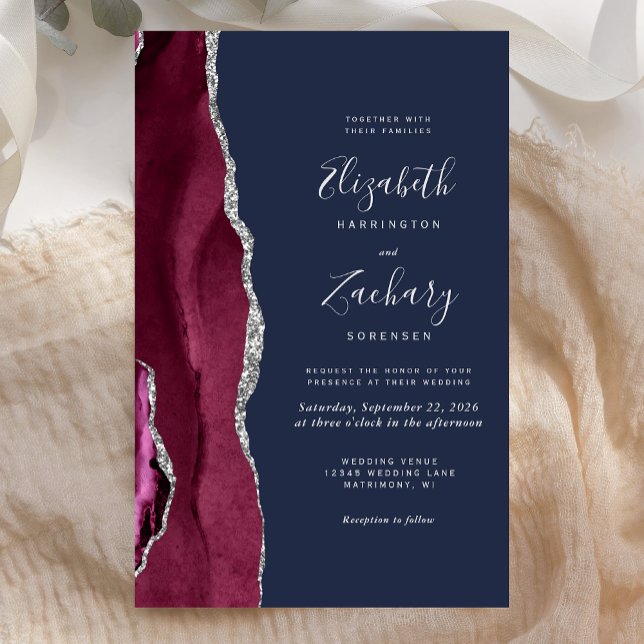 Budget Burgundy Silver Agate Navy Blue Wedding (Skapare uppladdad)