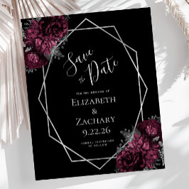 Budget Burgundy Silver Blommigt Black Bröllop