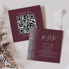Budget Burgundy Silver Bröllop QR-kod RSVP-kort Tilläggskort