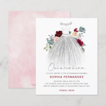 Budget Burgundy Silver glitter Dress Quinceañera