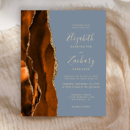 Budget Burnt Orange Agate Dusty Blue Bröllop