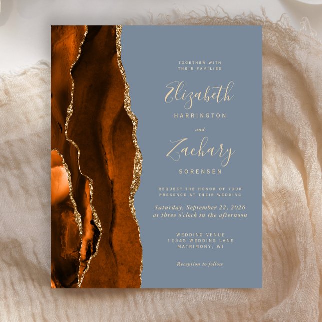 Budget Burnt Orange Agate Dusty Blue Bröllop (Skapare uppladdad)