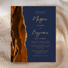 Budget Burnt Orange Agate Navy Blue Wedding Invest