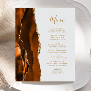 Budget Burnt Orange Guld Agate Grått Bröllop Menu