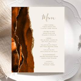 Budget Burnt Orange Guld Agate Ivory Bröllop Menu