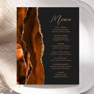 Budget Burnt Orange Guld Agate Mörk Bröllop Menu