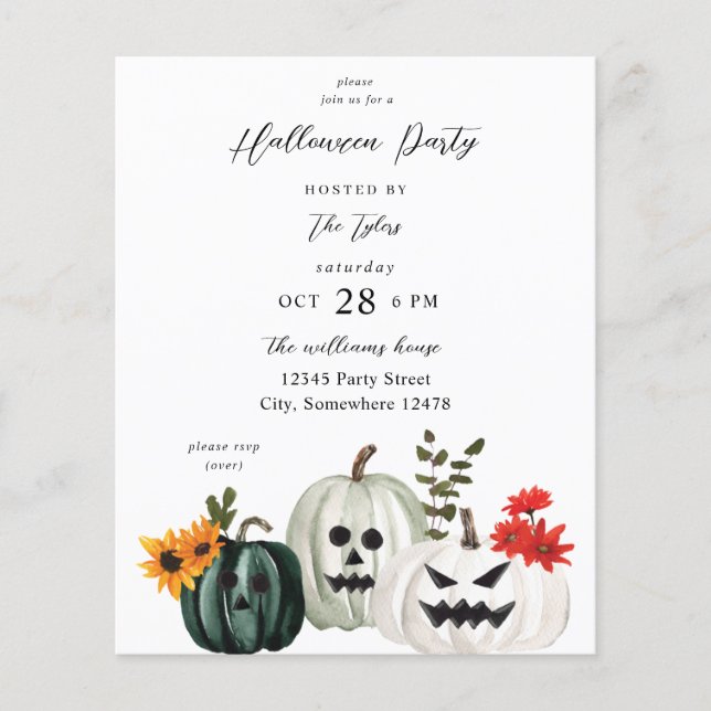 Budget Bus eller godis Pumpkin Halloween fest Flygblad (Framsidan)