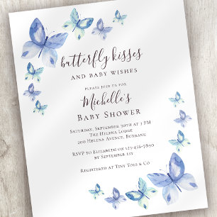 Budget Butterfly Kisses Baby Shower-inbjudan