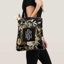 Budget Buy Monogram Watercolor Art Blommigts Black
