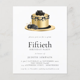 Budget Cake Guld Black 50:e födelsedagsinbjudan