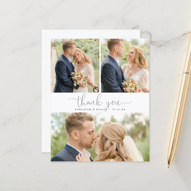 Budget Calligraphy 3 Photo Collage Thank You (Fram/Back In Situ)