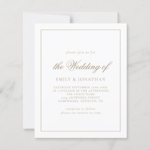 Budget Calligraphy Champagne Guld bröllopsinbjudan