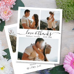 Budget Calligraphy Collage Bröllop Tack Flyer<br><div class="desc">Budget, Elegant, Boho Modern Bröllop (3) Photo Collage "Kärlek & Tack"-personlig för skript till ett rimligt pris, tack vare bröllop som du flyger med låg budget. Snyggt bröllop tackar dig för en mall med 3 foton på framsidan och ett foto på baksidan. ***NOTERA! *** BUDGETEN PAPPER/FLYER ÄR PAPPER. INGA ENVELOPES...</div>