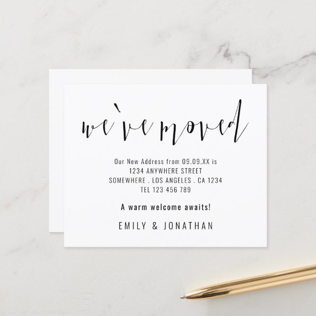 Budget Calligraphy Vi Har Flyttat Ny Adress (Fram/Back In Situ)