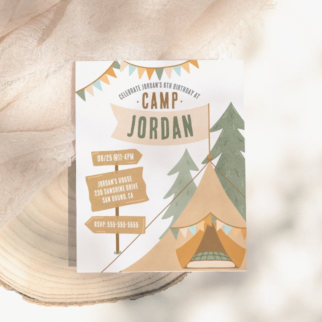 Budget Camping Tema Pojke Utomhus Födelsedagsfest (Skapare uppladdad)