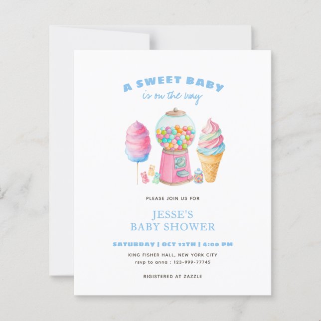 BUDGET CandyBlue Söt Bebis Shower är på väg  (Framsida)