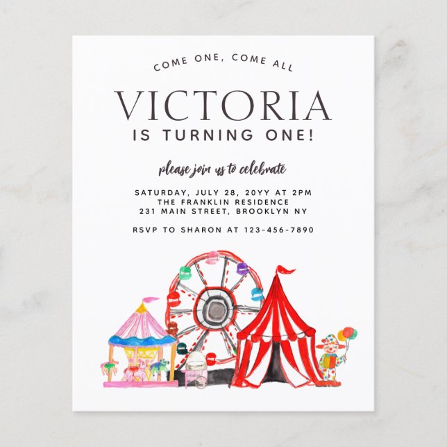 Budget Carnival Circus-festivalen Party Kid Birthd (Framsida)