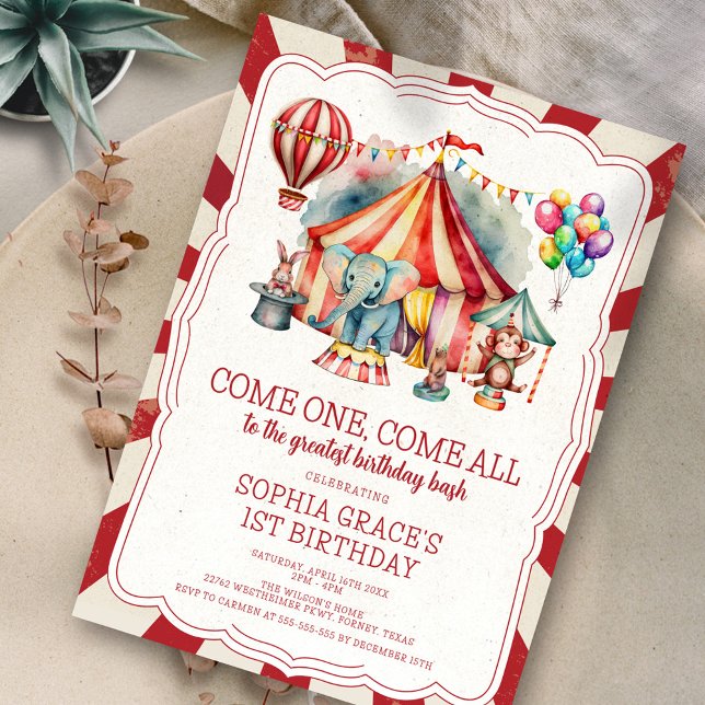 Budget Carnival Circus Show & Animals Birthday Inbjudningar (Skapare uppladdad)