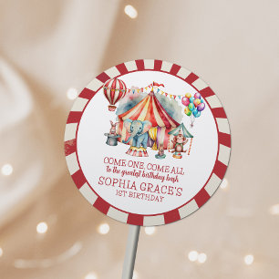 Budget Carnival Circus Show & Animals Birthday Runt Klistermärke
