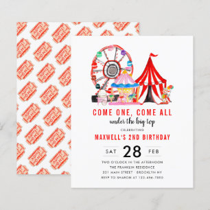 Budget Carnival Circus show Birthday-inbjudan