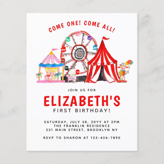 Budget Carnival Circus Tält Clown Kid Birthday (Framsida)