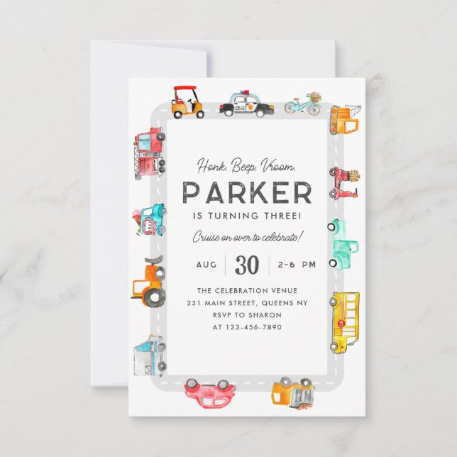 Budget Cars Street Kids Transport Birthday Anteckningskort (Framsida)