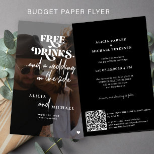 Budget casual bröllopsfoto QR RSVP-inbjudan Flygblad