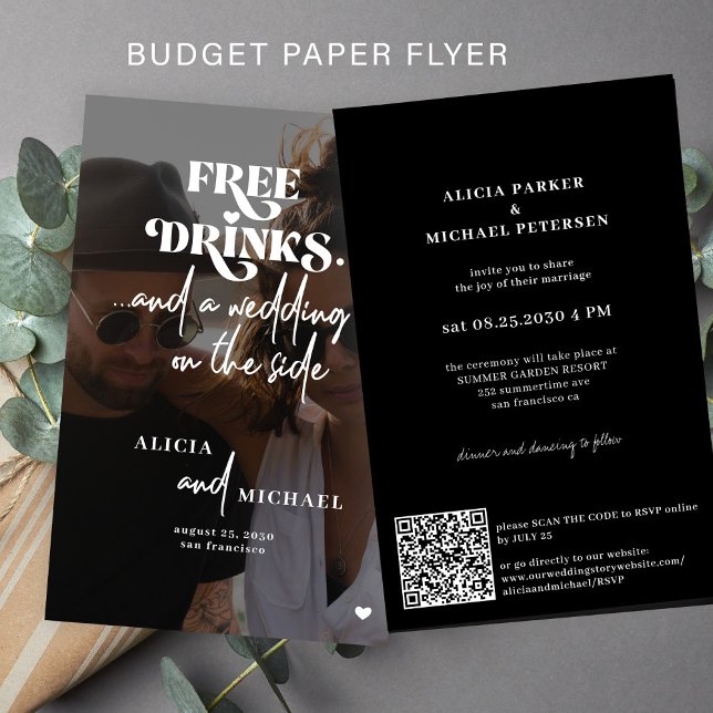Budget casual bröllopsfoto QR RSVP-inbjudan Flygblad (Skapare uppladdad)