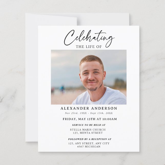 Budget Celebration of Life Black White Funeral (Framsida)