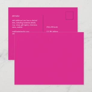 BUDGET CERISE ROSA Modern Bröllop Vykort